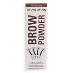 Makeup Revolution Pudr na obočí se šablonou (Brow Powder Stamp & Stencil Kit) 0,65 g (Odstín Dark Brown)