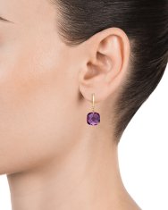 Viceroy Stylové pozlacené náušnice s fialovými krystaly Elegant 13102E100-57