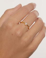 PDPAOLA Elegantní pozlacený prsten s čirým zirkonem MIA Gold AN01-806 (Obvod 52 mm)