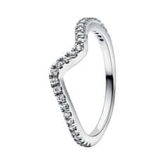 Pandora Vlnitý stříbrný prsten se zirkony Timeless 192539C01 (Obvod 56 mm)