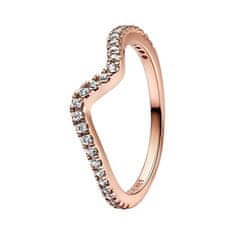 Pandora Vlnitý bronzový prsten se zirkony Rose Timeless 182539C01 (Obvod 50 mm)