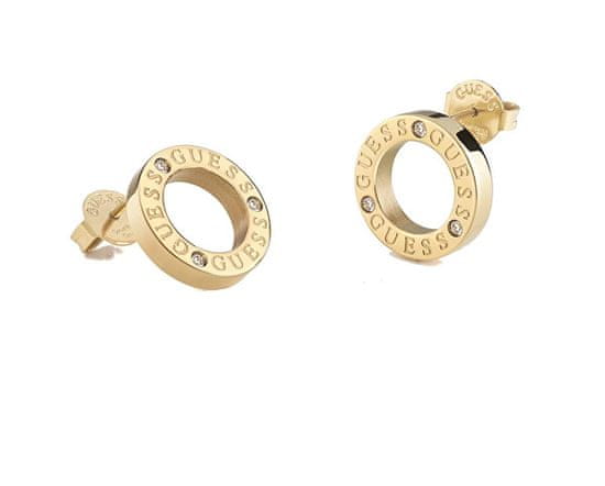 Guess Originální pozlacené náušnice Circle Lights JUBE03173JWYGT/U