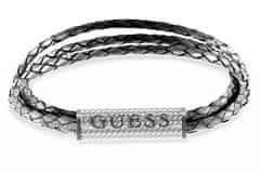 Guess Moderní náramek z pravé kůže Bond Street JUMB03033JWSTGR (Rozměr 23 cm - L)