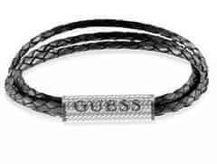 Guess Moderní náramek z pravé černé kůže Bond Street JUMB03033JWSTBK (Rozměr 23 cm - L)