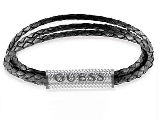 Guess Moderní náramek z pravé černé kůže Bond Street JUMB03033JWSTBK