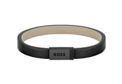 Hugo Boss Moderní černý kožený náramek Jace 1580337 (Délka 17,5 cm)