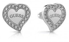 Guess Třpytivé ocelové náušnice Srdíčka Studs Party JUBE02175JWRHT/U