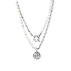 JwL Luxury Pearls Stylový ocelový náhrdelník s pravými říčními perlami JL0799