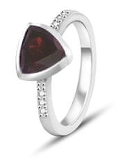 Beneto Exclusive Stříbrný prsten s výrazným granátem GRAAGG2 (Obvod 50 mm)