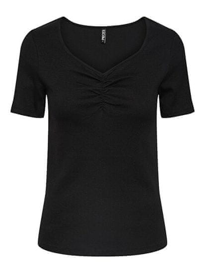 Pieces Dámské triko PCTANIA Slim Fit 17135430 Black