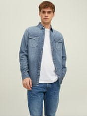 Jack&Jones Pánská košile JJESHERIDAN Slim Fit 12138115 Medium Blue Denim (Velikost L)