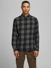 Jack&Jones Pánská košile JJEGINGHAM Slim Fit 12181602 Dusty Olive (Velikost M)