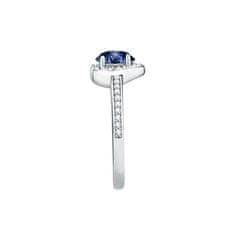 Morellato Třpytivý stříbrný prsten Srdce s modrým zirkonem Tesori SAVB150 (Obvod 56 mm)