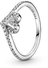 Pandora Romantický stříbrný prsten se srdíčkem Wish Timeless 199302C01 (Obvod 58 mm)