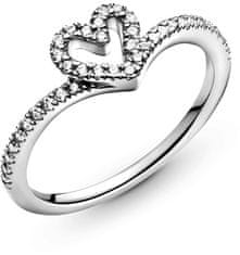 Pandora Romantický stříbrný prsten se srdíčkem Wish Timeless 199302C01 (Obvod 58 mm)
