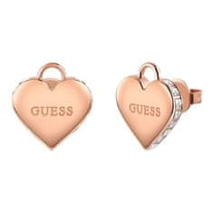 Guess Romantické bronzové náušnice Srdíčka Falling In Love JUBE02231JWRGT/U