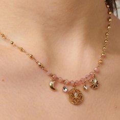 Brosway Půvabný pozlacený náhrdelník s korálky a přívěsky Chakra BHKN087
