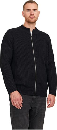 Jack&Jones Plus Pánský svetr JJPANNEL Regular Fit 12236572 Black