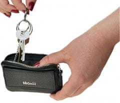 Kožená mini peněženka-klíčenka 7483 A black