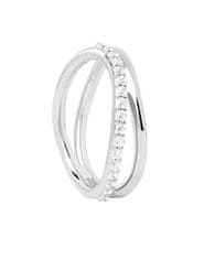 PDPAOLA Půvabný stříbrný prsten se zirkony Twister Essentials AN02-844 (Obvod 56 mm)