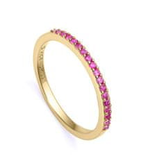 Viceroy Elegantní pozlacený prsten s růžovými zirkony Trend 9118A012 (Obvod 52 mm)