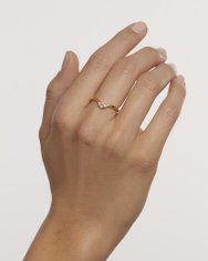 PDPAOLA Slušivý pozlacený prsten se zirkony Mini Crown Essentials AN01-826 (Obvod 58 mm)