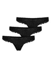 ONLY 3 PACK - dámská tanga ONLCHLOE 15253958 Black (Velikost XS)