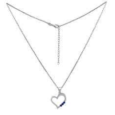 Silvego Stříbrný náhrdelník SRDCE s přívěskem srdíčka s modrými Swarovski Zirconia SILVEGO11580NB