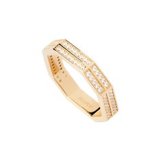 PDPAOLA Slušivý pozlacený prsten se zirkony Olympia AN01-A06 (Obvod 52 mm)