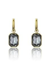 Marc Malone Pozlacené náušnice s černými kamínky Royalty Grey Earrings MCE23150G