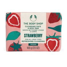 The Body Shop Tuhé mýdlo na obličej a tělo Strawberry (Cleansing Face & Body Bar) 100 g