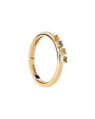 PDPAOLA Půvabný pozlacený prsten se zirkony RAINBOW Gold AN01-C10 (Obvod 50 mm)
