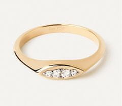 PDPAOLA Elegantní pozlacený prsten se zirkony Gala Vanilla AN01-A52 (Obvod 50 mm)