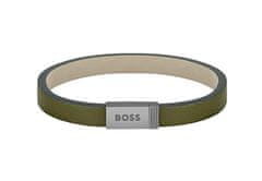 Hugo Boss Moderní khaki kožený náramek Jace 1580338 (Délka 17,5 cm)