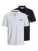 2 PACK - pánské polo triko JJEJOSH Standard Fit 12257011 Black/White Melange (Velikost XL)