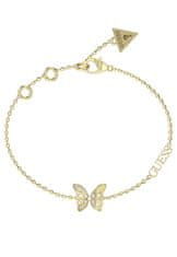 Guess Slušivý pozlacený náramek s motýlkem Chrysalis JUBB04110JWYG (Délka 18,5 cm)