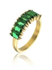 Marc Malone Blyštivý pozlacený prsten se zirkony Leila Green Ring MCR23062G (Obvod 54 mm)