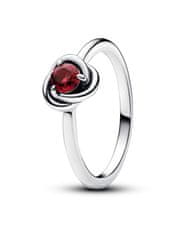 Pandora Stříbrný prsten s červeným krystalem Červencový kámen věčnosti 192993C07 (Obvod 56 mm)