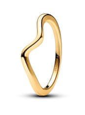 Pandora Vlnitý pozlacený prsten Timeless Shine 163095C00 (Obvod 52 mm)