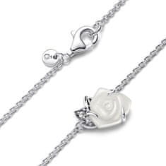 Pandora Stříbrný náhrdelník Rozkvetlá bílá růže 393206C01-45