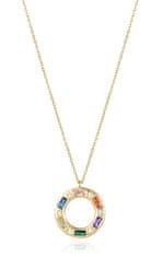 Viceroy Módní pozlacený náhrdelník s barevnými zirkony Elegant 13208C100-39