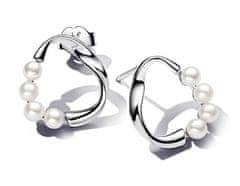 Pandora Stříbrné náušnice s pravými perlami Essence 293276C01