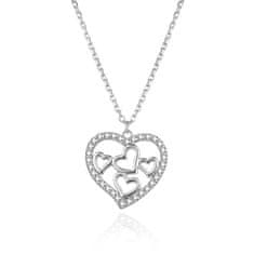 Romantický stříbrný náhrdelník se srdíčky AGS1568/47