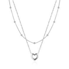Dvojitý stříbrný náhrdelník se srdíčkem AGS1552