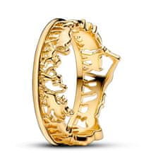 Pandora Propracovaný pozlacený prsten Lví král Shine 163362C00 (Obvod 52 mm)