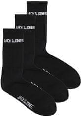 Jack&Jones 3 PACK - pánské ponožky JACMELVIN 12260083 Black