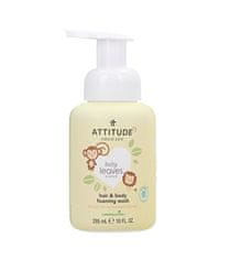 Attitude Dětská mycí pěna na tělo a vlasy s vůní hruškové šťávy Baby Leaves (Hair & Body Foaming Wash) 295 ml