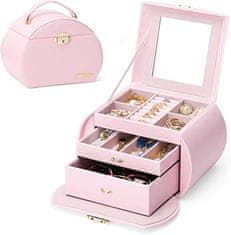 Troli Luxusní růžová šperkovnice kufřík