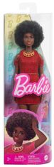 Mattel Panenka Barbie Fashionistas modelka #221, černé vlasy, rudé minišaty, doplňky, 65. výročí FBR37