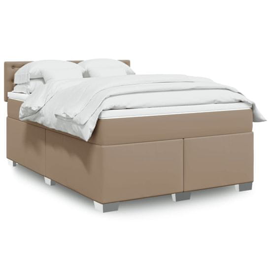 shumee vidaXL Box spring postel s matrací cappuccino 140x190 cm umělá kůže